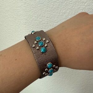 Chrome Leather Bracelet with Silver Snap